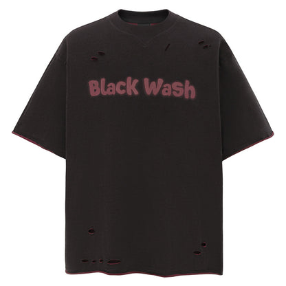 UNIKCOSA LuxeEase Letter Print Ripped Short Sleeve Tee 💫