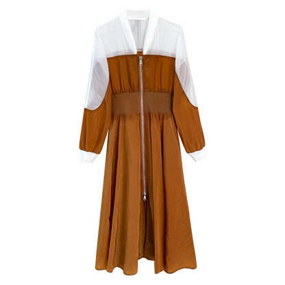 UNIKCOSA UrbanSoul Contrast Paneled Sheer Midi Dress 💫