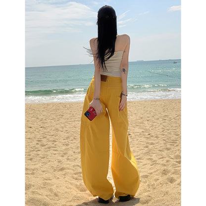 UNIKCOSA PatchMuse Embroidered High-Waist Wide-Leg Jeans for Women 💛