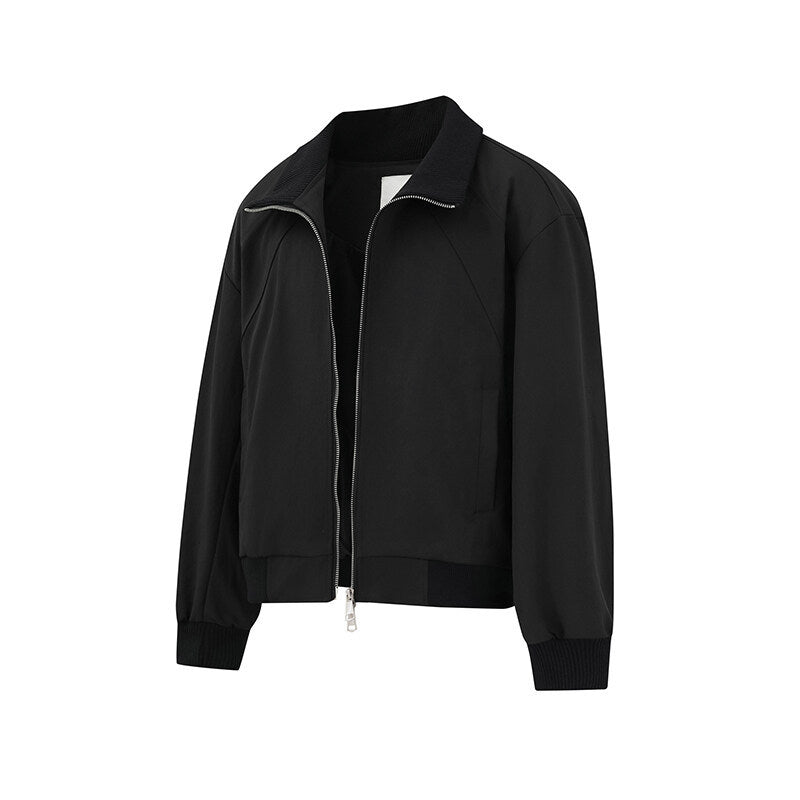 UNIKCOSA RetroMuse Stand Collar Jacket Double Zipper 🌆