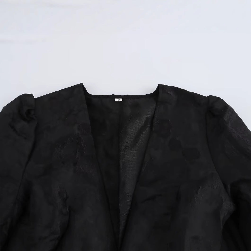 UNIKCOSA LuxeEase V Neck Cinching Layered Black Dress 💫