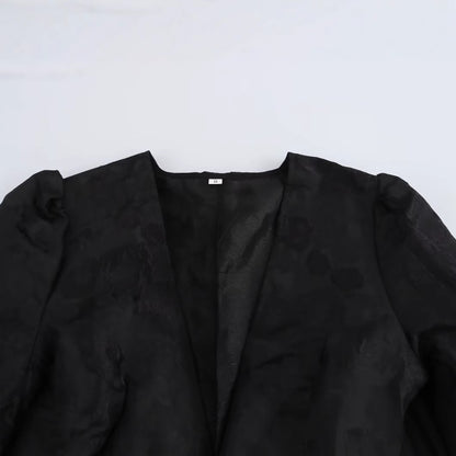 UNIKCOSA LuxeEase V Neck Cinching Layered Black Dress 💫