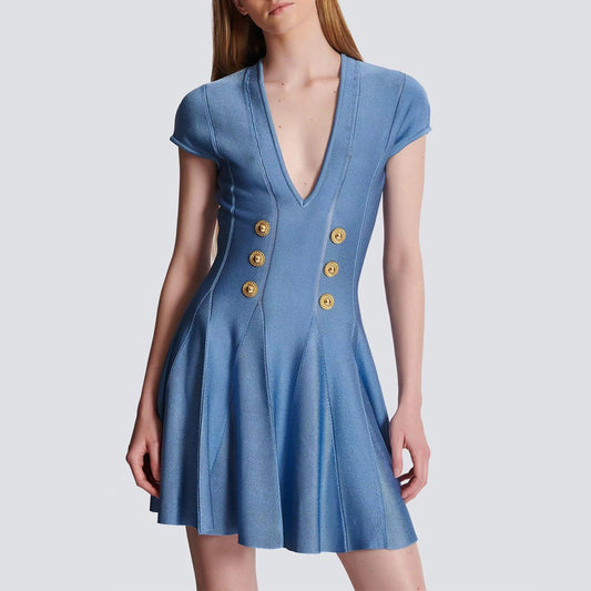 UNIKCOSA Velora Raglan Sleeves V Neck Zippered Knit Dress 💫