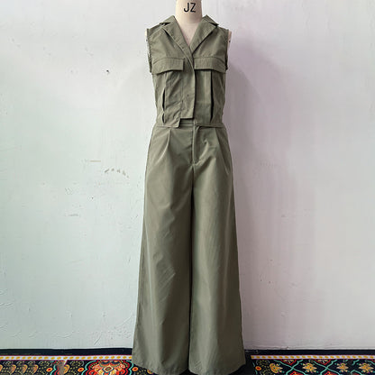 UNIKCOSA Noir Two-Piece Set Lapel Vest And High-Waist Pants 💫