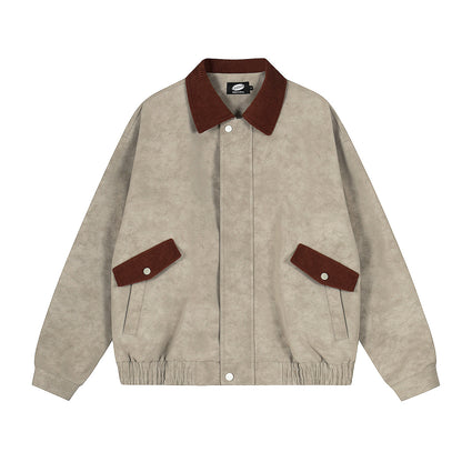 UNIKCOSA RetroMuse Color Block PU Leather Jacket 💫