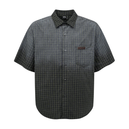 UNIKCOSA RetroMuse Gradient Plaid Short Sleeve Men's Shirt💫