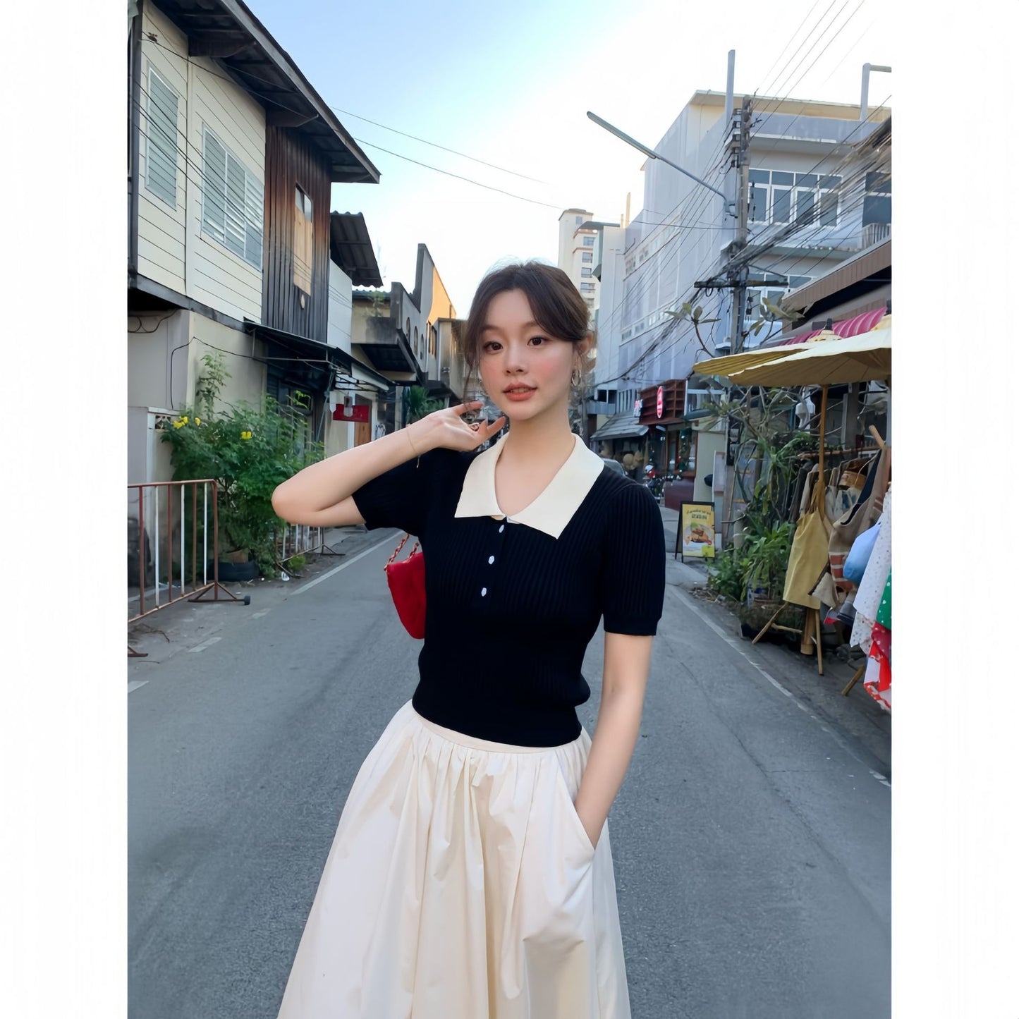 UNIKCOSA Velora Collar Short Sleeve Knit Sweater 💫