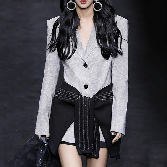 UNIKCOSA Velora Patchwork Diamond Slim Fit Suit Skirt 💫