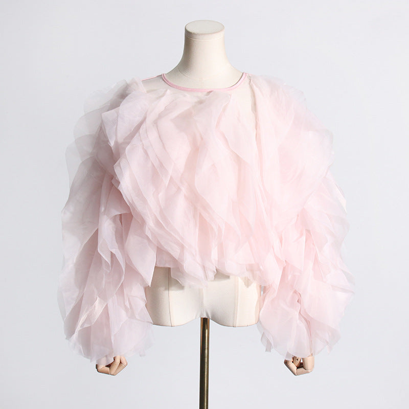 UNIKCOSA SilverEdge Mesh Spliced Fitted Blouse for Women ⚡️