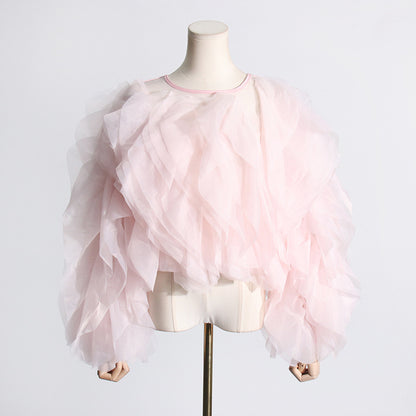 UNIKCOSA SilverEdge Mesh Spliced Fitted Blouse for Women ⚡️