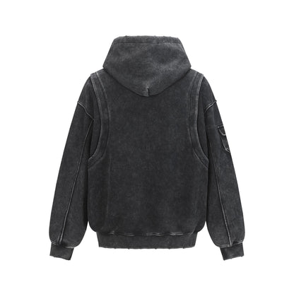 UNIKCOSA RetroMuse Vintage Letter-Washed Hooded Sweatshirt 💫