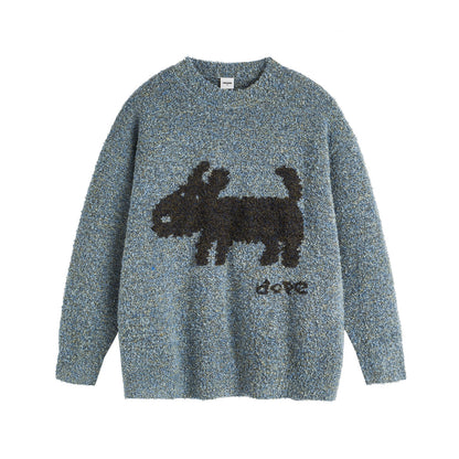 UNIKCOSA UrbanSoul Dog Jacquard Loose Unisex Sweater 💫