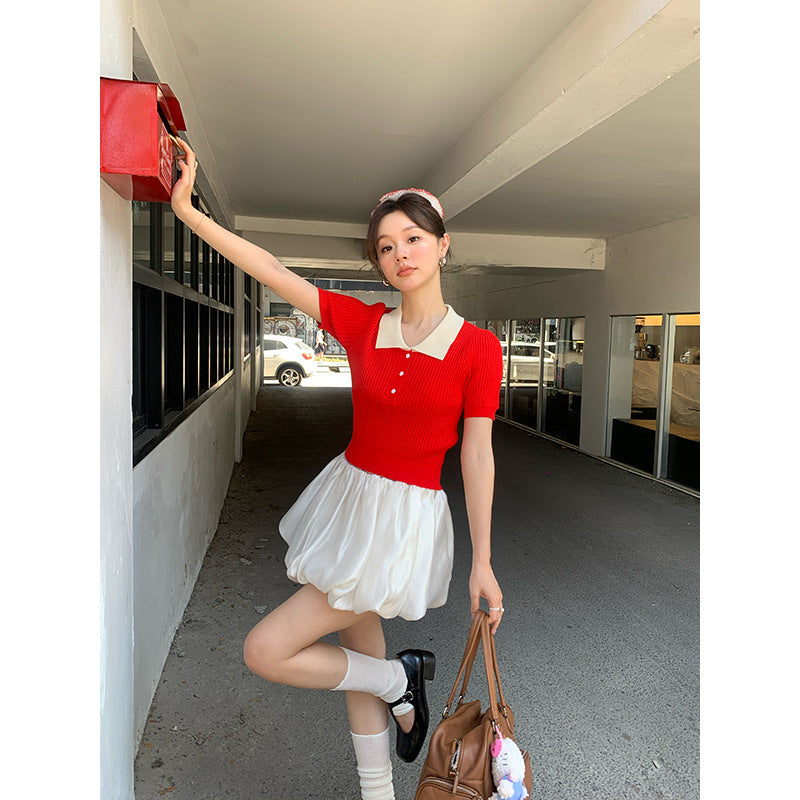 UNIKCOSA Velora Collar Short Sleeve Knit Sweater 💫