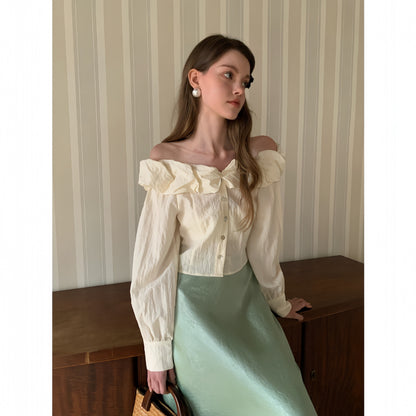 UNIKCOSA Velora One Shoulder Tencel Chiffon Shirt Slim Fit💫