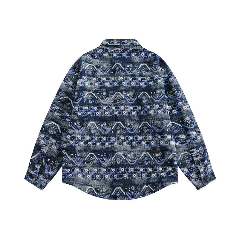 UNIKCOSA RetroMuse Totem Print Denim Shirt Unisex Blue 💫