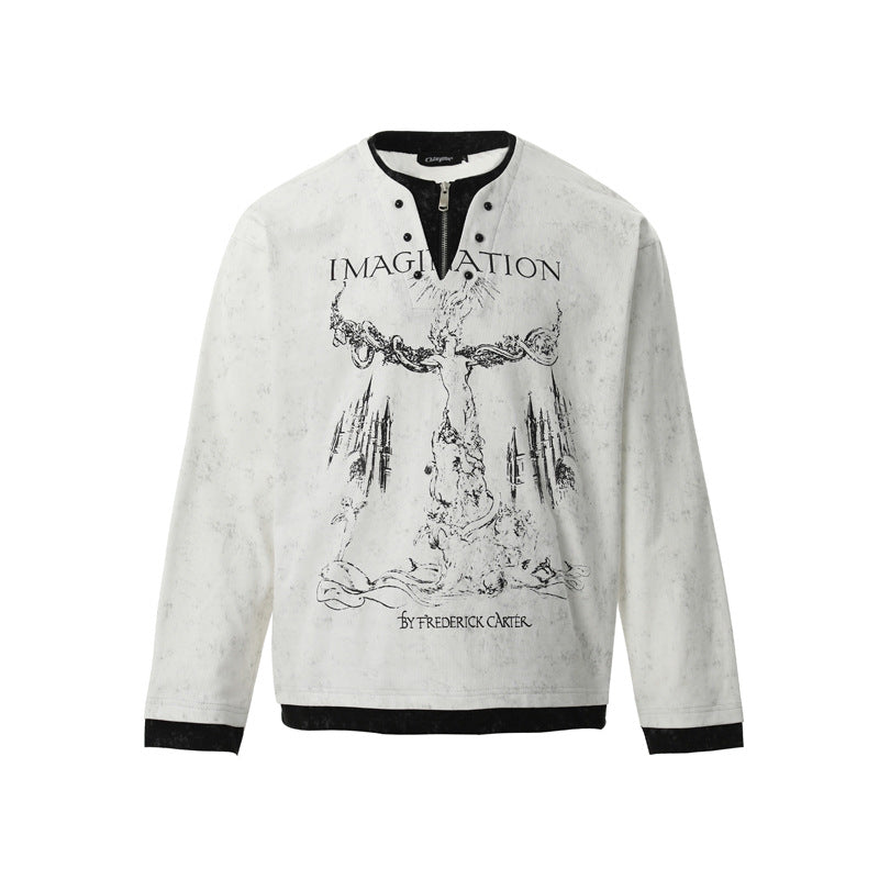 UNIKCOSA Velora Punk Print Pearl Button Two-Piece Tee 💫