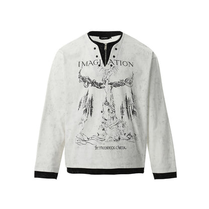 UNIKCOSA Velora Punk Print Pearl Button Two-Piece Tee 💫