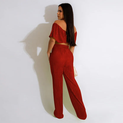 UNIKCOSA Velora Two-Piece Set Ruffle Off Shoulder Top 💫