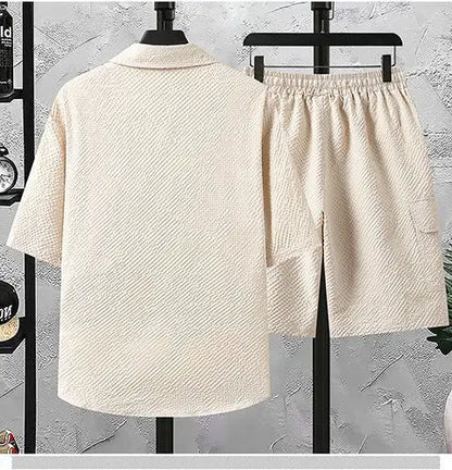 Men's Casual Short Sleeve Shirt and Shorts 2-Piece Set