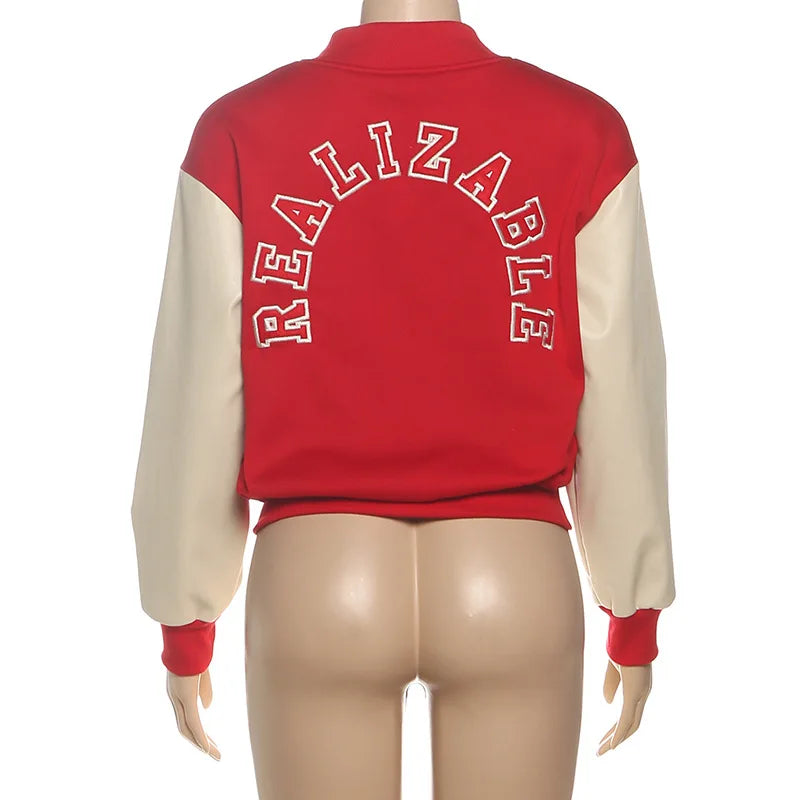 Red Breathable Polyester Women's Casual Jacket Winter Fall