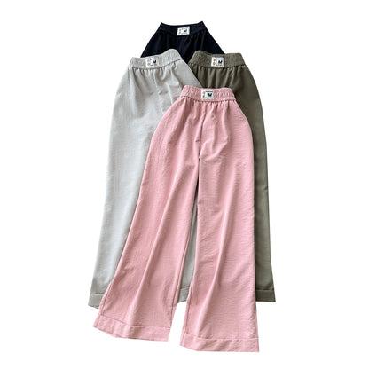 Summer Casual Wide Leg Pants Women Solid High Elastic Waist Trousers Girls Outdoor Pants Wholesale
