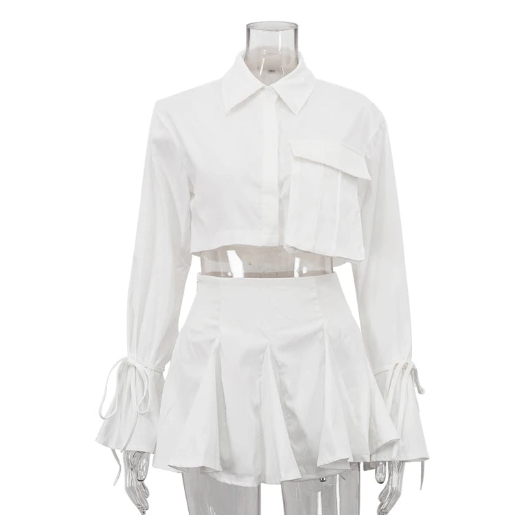 UNIKCOSA Women’s White Two-Piece Set – Summer Crop Top & Mini Skirt Outfit (2025 Casual Fashion Edition)