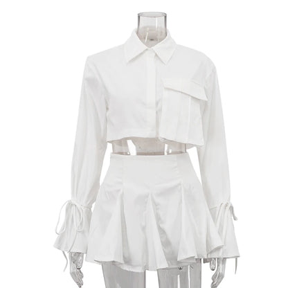 UNIKCOSA Women’s White Two-Piece Set – Summer Crop Top & Mini Skirt Outfit (2025 Casual Fashion Edition)