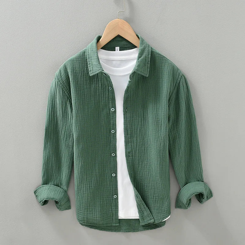 Premium Double-Layer Cotton Casual Dress Shirt for Men