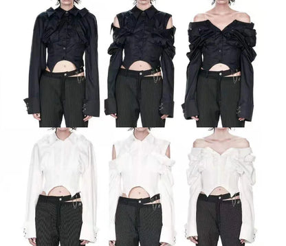 UNIKCOSA Women’s Irregular Crop Blouse – Designer Detachable High-Quality Shirt (Trendy Chic Edition)