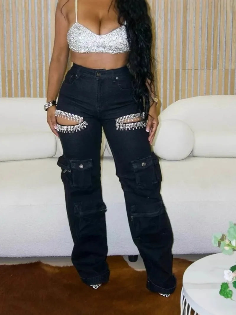 UNIKCOSA LuxeEase Cargo Denim Pants High-Waist Wide-Leg 💫