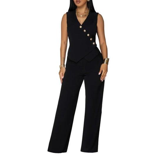 Casual Sleeveless V-Neck Tie-Dye Two-Piece Set for Women