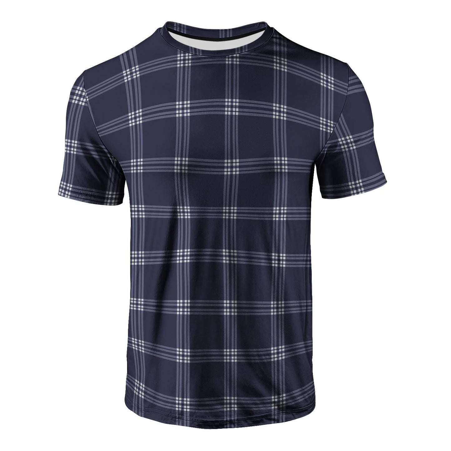 Men's Plaid Breathable Polyester T-Shirt with Custom 3D Logo