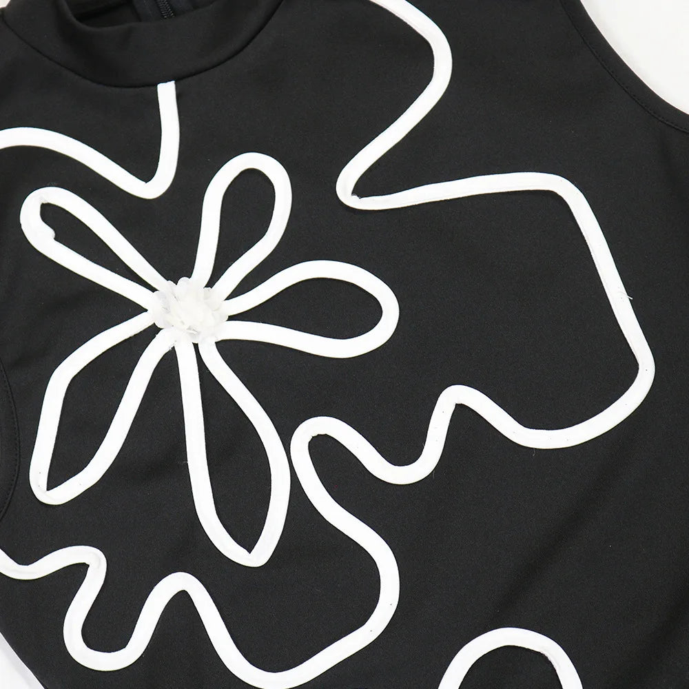 Fashion 2025 Sleeveless Turtleneck Printed Boutique Women’s Jumpsuit