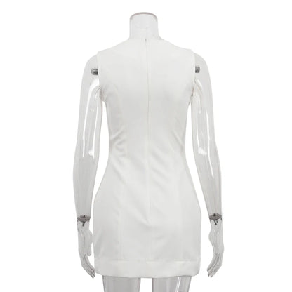 UNIKCOSA Women’s White Mini Dress – Sleeveless Slim Fit Short Dress with Hidden Back Zip (Summer 2025 Edition)