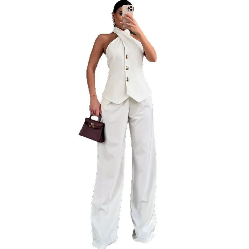 UNIKCOSA’s 2025 European Chic Suit — Blazer Vest + Wide-Leg Trousers Set