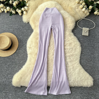 UNIKCOSA Women’s Winter Flare Pants – High-Waist Printed Long Trousers (Casual Chic Edition)