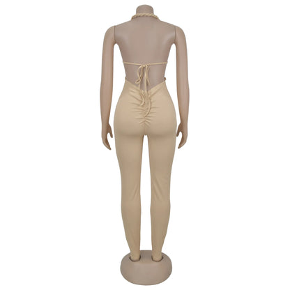 GX7489 Fashion 2025 Clothing Vendor Sexy Halter Sleeveless Jumpsuit