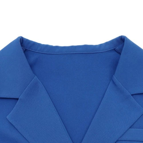 UNIKCOSA Women’s Blazer & Skirt Set – High Street Two-Piece Office Outfit with Long Sleeve Blazer & High-Waist Pleated Mini Skirt (Pink/Blue Edition)