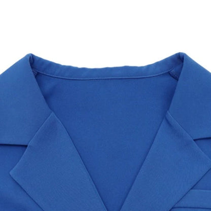 UNIKCOSA Women’s Blazer & Skirt Set – High Street Two-Piece Office Outfit with Long Sleeve Blazer & High-Waist Pleated Mini Skirt (Pink/Blue Edition)