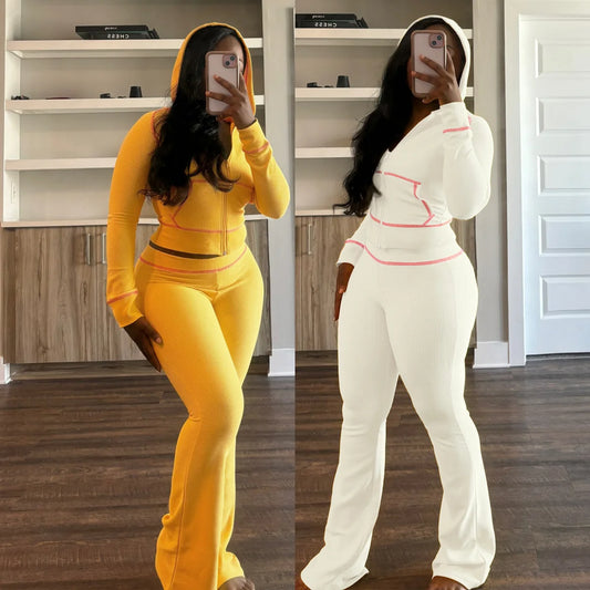 UNIKCOSA LuxeEase Waffle Knit Tracksuit Two-Piece Set 💫