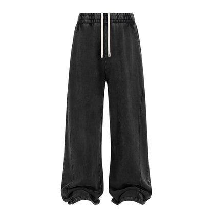 Men's 100% Cotton Wide-Leg Jogger Sweatpants Soft Washed Finish