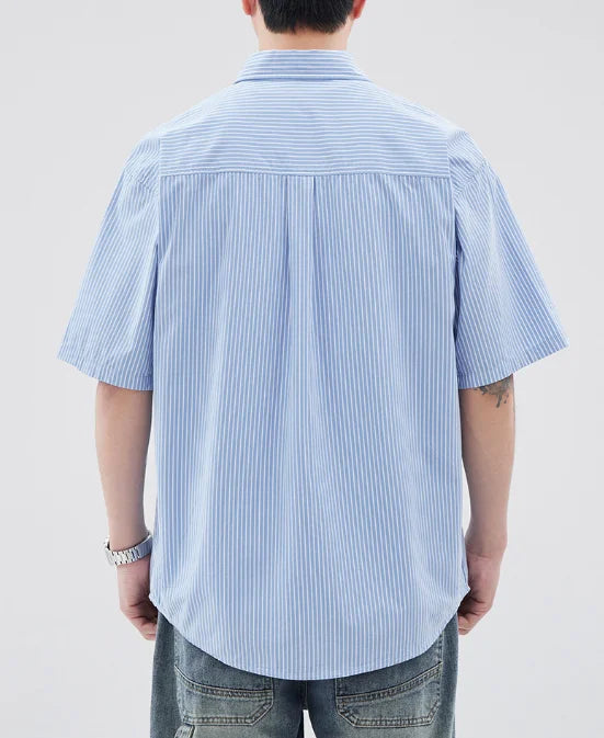 Vintage Striped Summer Vacation Shirt for Men 100% Cotton