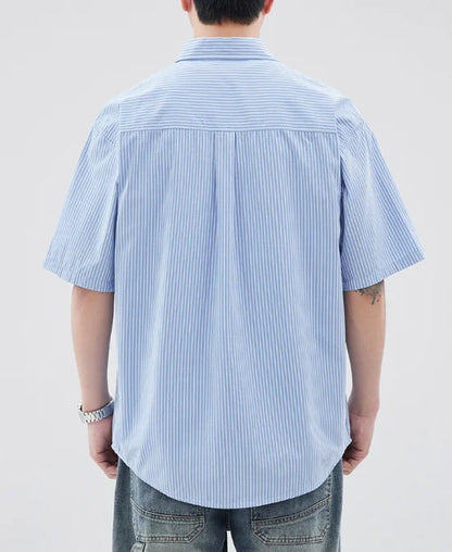 Vintage Striped Summer Vacation Shirt for Men 100% Cotton