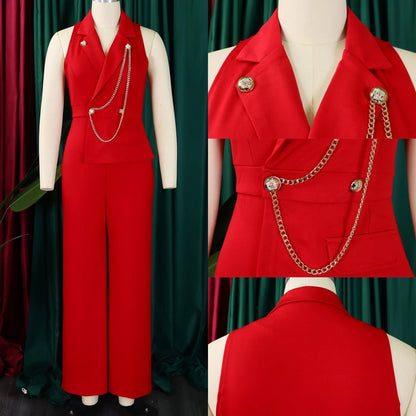 Elegant Sleeveless Wide-Leg Fashionable Comfortable Women’s Romper Jumpsuit