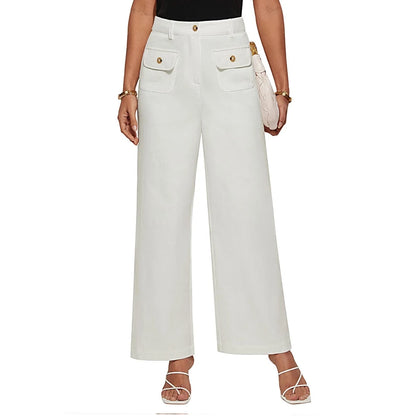 Women's High Waist Wide Leg Business Casual Pants with Pockets