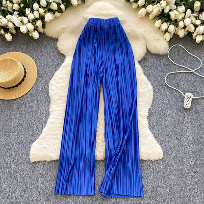 2025 Summer Casual Wide Leg Pants Women Print High Waist Trousers Girls Outdoor Pants Wholesale