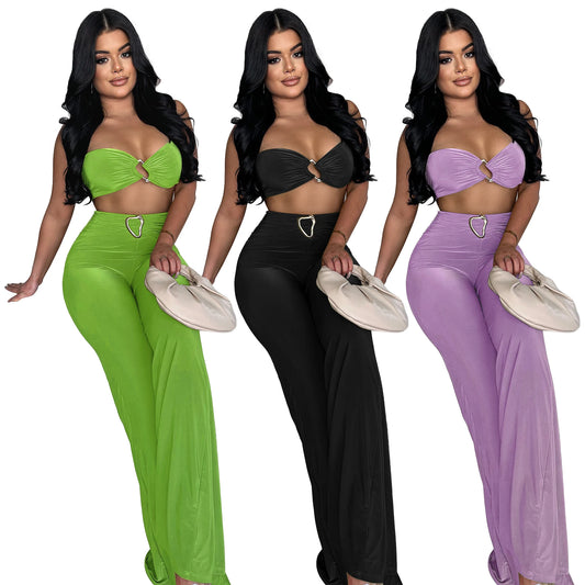 UNIKCOSA Women’s Knit Halter Top & Skirt Set – Solid Collarless Two-Piece Summer Outfit (2025 Casual Chic Edition)