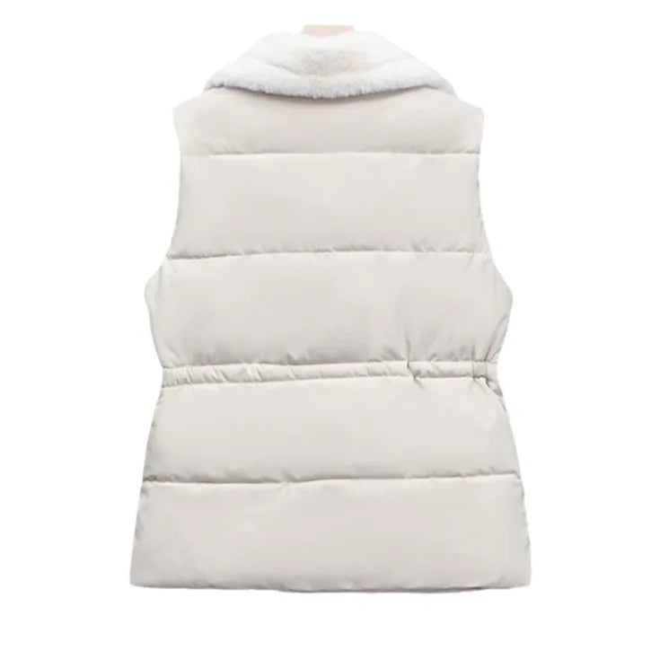 Cozy Down-Filled Cotton Women's Vest Warm Solid Color