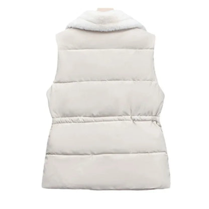 Cozy Down-Filled Cotton Women's Vest Warm Solid Color