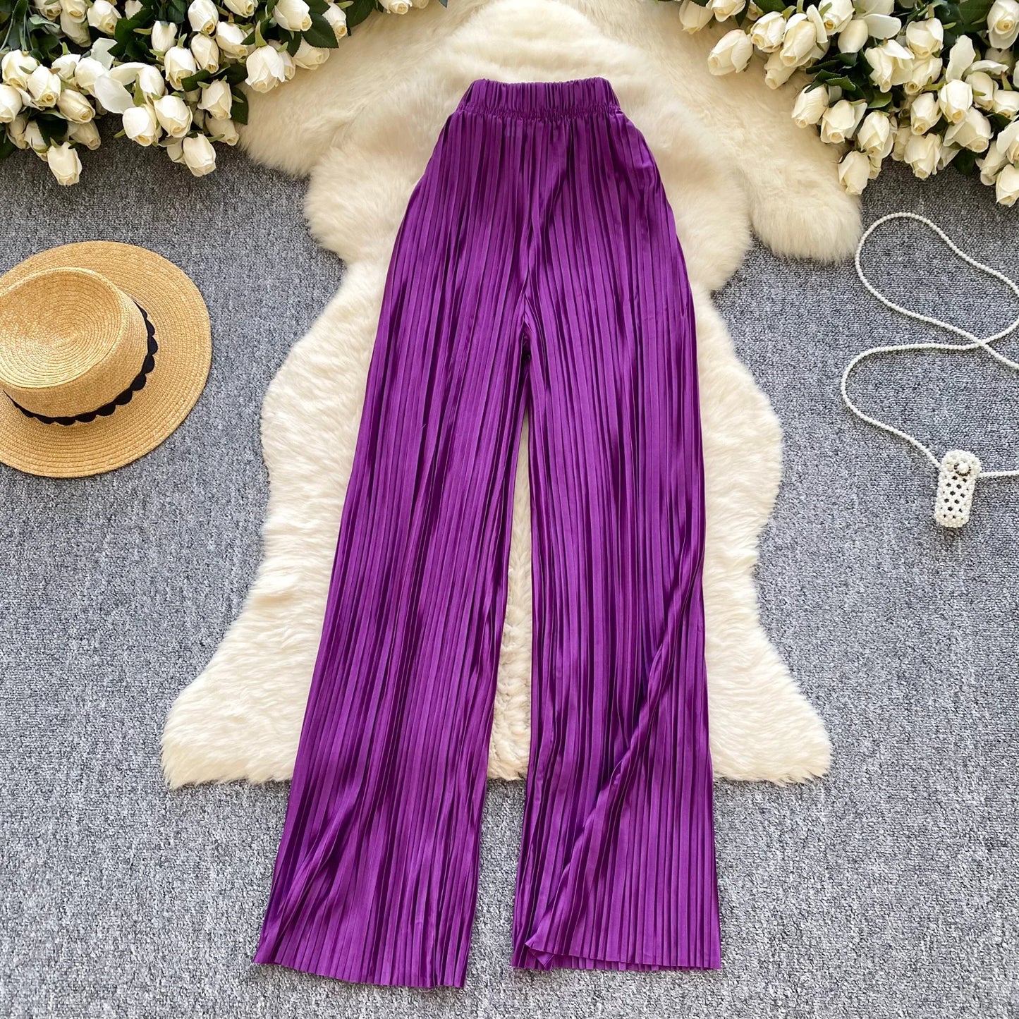 2025 Summer Casual Wide Leg Pants Women Print High Waist Trousers Girls Outdoor Pants Wholesale